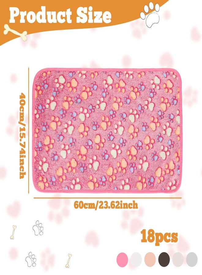 Retainbre 18 Pcs Dog Blankets for Small Dogs Washable Soft Fluffy Fleece Puppy Blankets for Pets Cute Paw Printed Throw for Indoor Cats Kitten Crate (Camel, White, Pink, Gray, Yellow, Dark Gray, 23 X 16 Inch) - Image 3